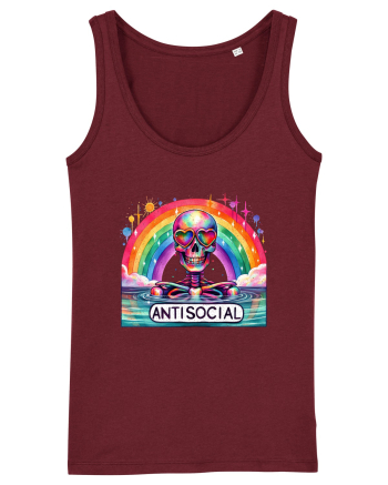 Antisocial Rainbow Skull Burgundy