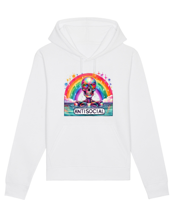 Antisocial Rainbow Skull White