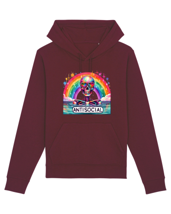 Antisocial Rainbow Skull Burgundy