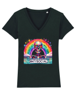 Antisocial Rainbow Skull Tricou mânecă scurtă guler V Damă Evoker