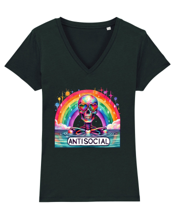 Antisocial Rainbow Skull Black