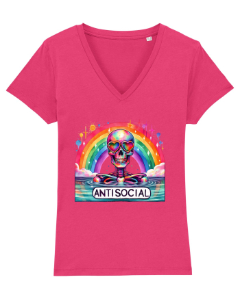 Antisocial Rainbow Skull Raspberry