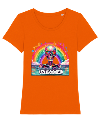 Antisocial Rainbow Skull Bright Orange