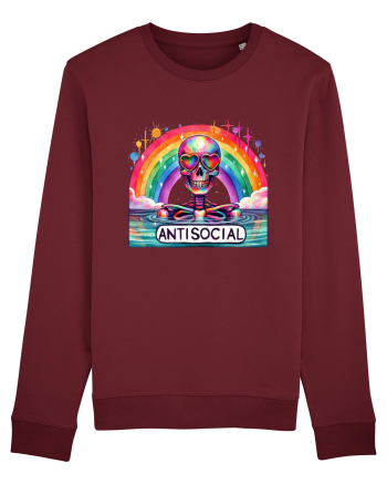 Antisocial Rainbow Skull Burgundy