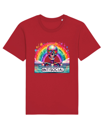 Antisocial Rainbow Skull Red