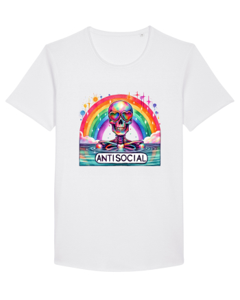 Antisocial Rainbow Skull White