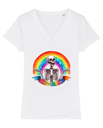 Antisocial Rainbow Skull White