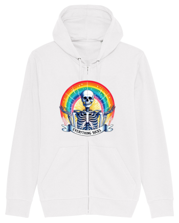 Antisocial Rainbow Skull White