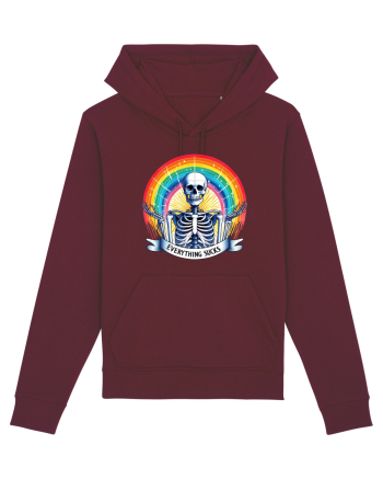 Antisocial Rainbow Skull Burgundy