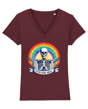 Antisocial Rainbow Skull Burgundy