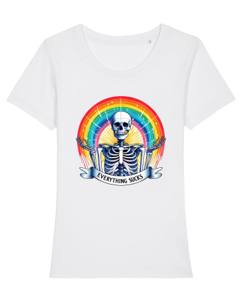 Antisocial Rainbow Skull White