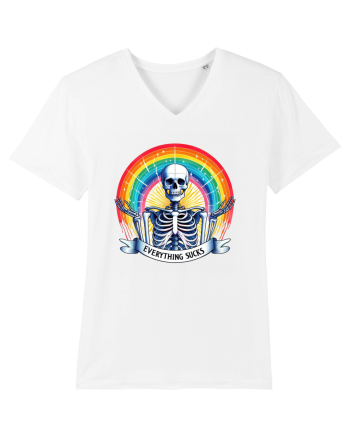 Antisocial Rainbow Skull White