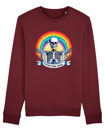 Antisocial Rainbow Skull Burgundy