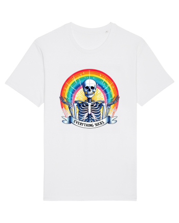 Antisocial Rainbow Skull White