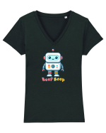 Robot Copii Beep Boop Drăguț - Roboți Tricou mânecă scurtă guler V Damă Evoker