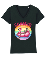 Summer Tricou mânecă scurtă guler V Damă Evoker