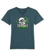 Robot Complet Încărcat Tricou mânecă scurtă guler V Bărbat Presenter