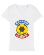 Fotbal Romania - Ai,n-ai mingea, dai la poarta Tricou mânecă scurtă guler V Damă Evoker