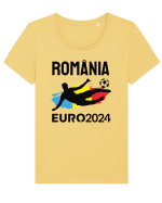 Suporter Romania - Euro 2024 jucator de fotbal Tricou mânecă scurtă guler larg fitted Damă Expresser