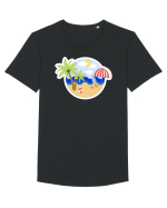 Tropical Tricou mânecă scurtă guler larg Bărbat Skater