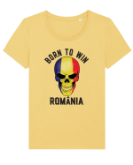 Suporter Romania - Romania - Born to win Tricou mânecă scurtă guler larg fitted Damă Expresser