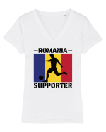 Fotbal Romania - Romanian supporter v3 Tricou mânecă scurtă guler V Damă Evoker