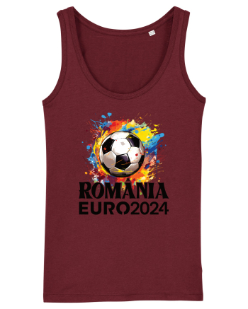 Suporter Romania - Splashed football Euro 2024 Burgundy