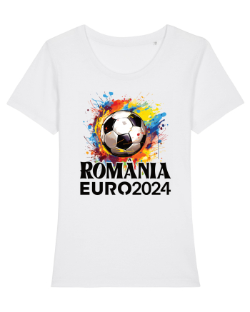 Suporter Romania - Splashed football Euro 2024 White