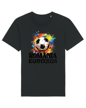 Suporter Romania - Splashed football Euro 2024 Black