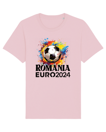 Suporter Romania - Splashed football Euro 2024 Cotton Pink