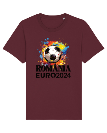 Suporter Romania - Splashed football Euro 2024 Burgundy