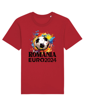 Suporter Romania - Splashed football Euro 2024 Red