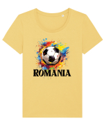 pentru fanii fotbalului românesc - Splashed football v2 Tricou mânecă scurtă guler larg fitted Damă Expresser