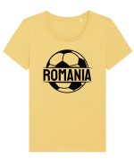 Suporter fotbal Romania v1 Tricou mânecă scurtă guler larg fitted Damă Expresser