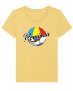 Suporter fotbal Romania v2 Tricou mânecă scurtă guler larg fitted Damă Expresser