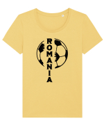 Suporter fotbal Romania v4 Tricou mânecă scurtă guler larg fitted Damă Expresser