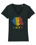 Suporter Romania - Echipa nationala Euro 2024 v4 Tricou mânecă scurtă guler V Damă Evoker