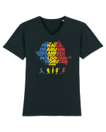 Suporter Romania - Echipa nationala Euro 2024 v4 Tricou mânecă scurtă guler V Bărbat Presenter