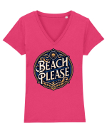 Beach please Tricou mânecă scurtă guler V Damă Evoker
