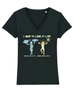 NOBODY GIVES A SHIT... / !!! :)) Tricou mânecă scurtă guler V Damă Evoker