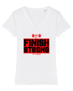 Finish Strong Fitness Tricou mânecă scurtă guler V Damă Evoker