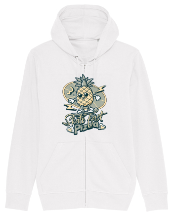 Ananas Amuzant Retro Pizza Skate Skateboarder White