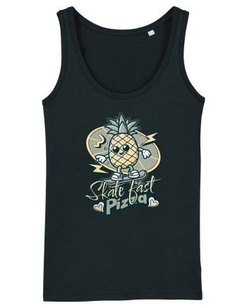 Ananas Amuzant Retro Pizza Skate Skateboarder Black
