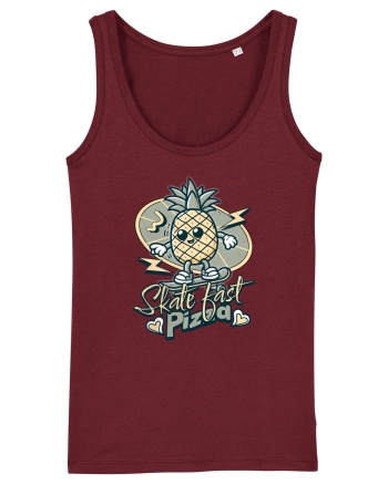 Ananas Amuzant Retro Pizza Skate Skateboarder Burgundy