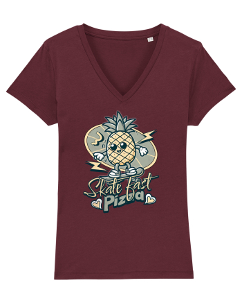 Ananas Amuzant Retro Pizza Skate Skateboarder Burgundy