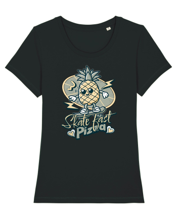 Ananas Amuzant Retro Pizza Skate Skateboarder Black