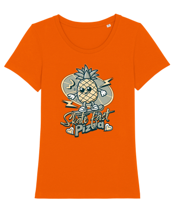 Ananas Amuzant Retro Pizza Skate Skateboarder Bright Orange