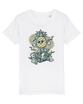 Ananas Amuzant Retro Pizza Skate Skateboarder White