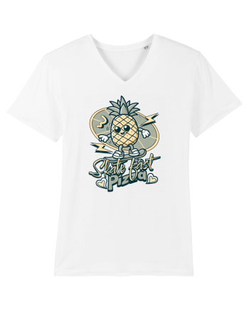 Ananas Amuzant Retro Pizza Skate Skateboarder White