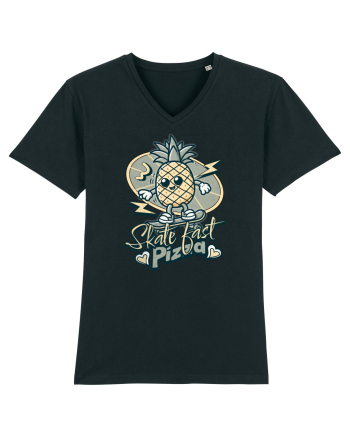 Ananas Amuzant Retro Pizza Skate Skateboarder Black